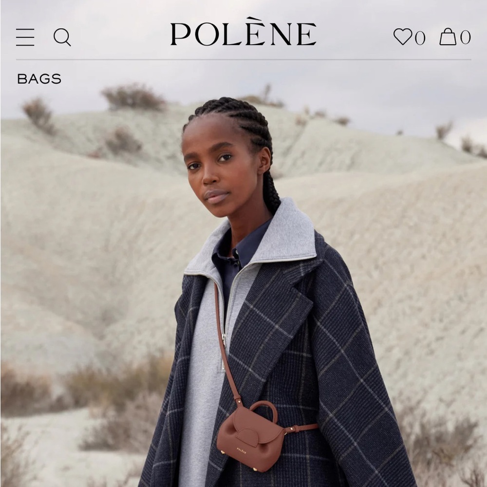 Polene numero un micro bag in textured leather in rich burgundy color